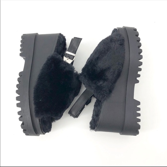Fashion Nova Shoes - Cute Furry Platform Wedges